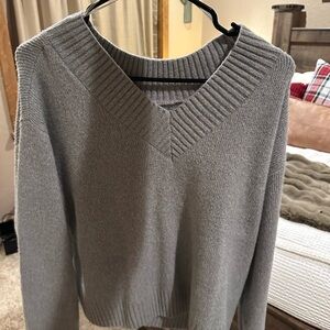 Gray V-Neck Women's Sweater